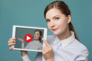 Online Teacher - Woman with Self on iPad